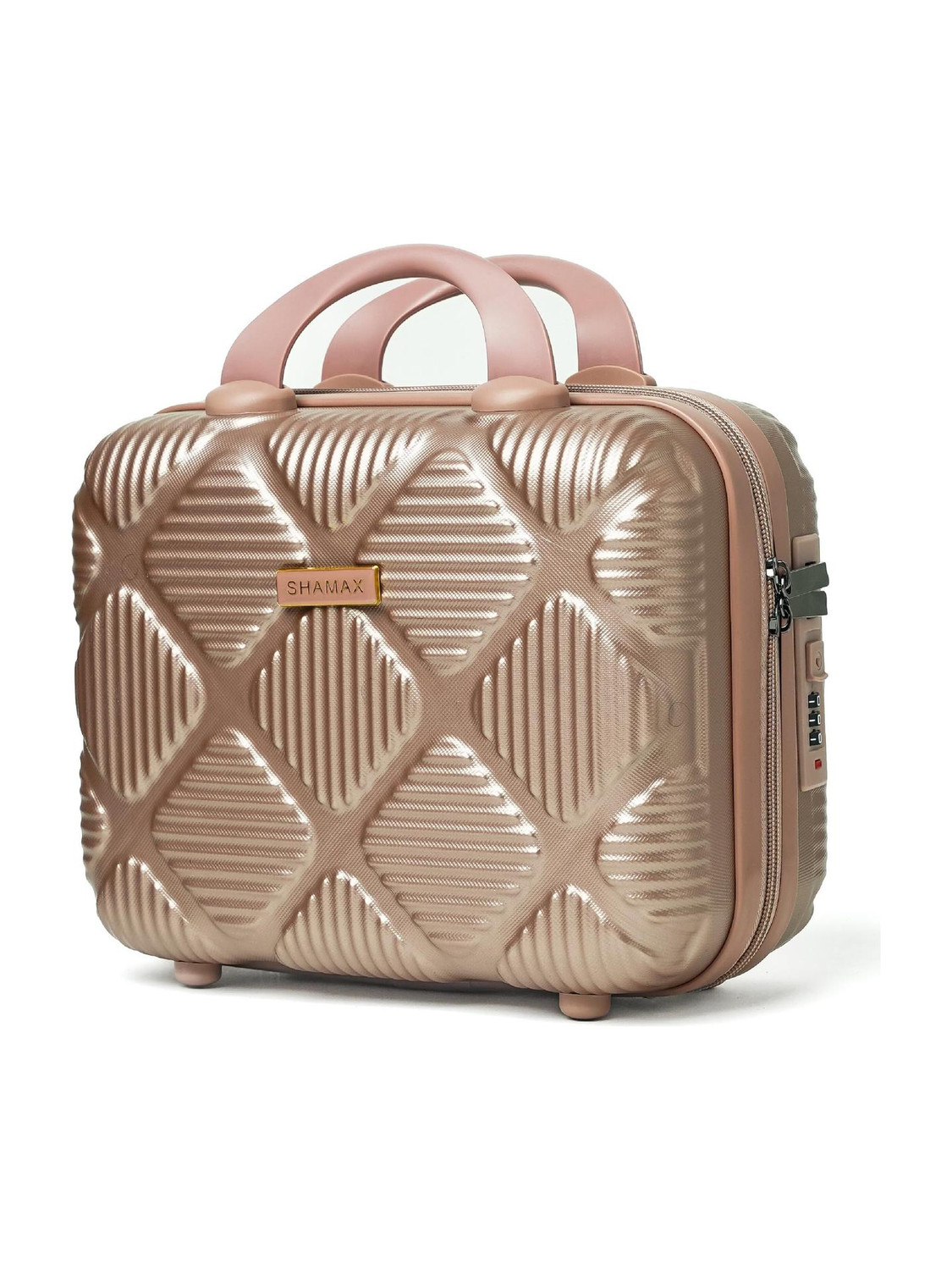 Shamax Cosmetic Bag Makeup Storage Box for Women Bridal, Makeup Organizer Vanity Case Mini Luggage, Portable (easy to carry), Travel Friendly Vanity Box (Rose Gold) - Image 1