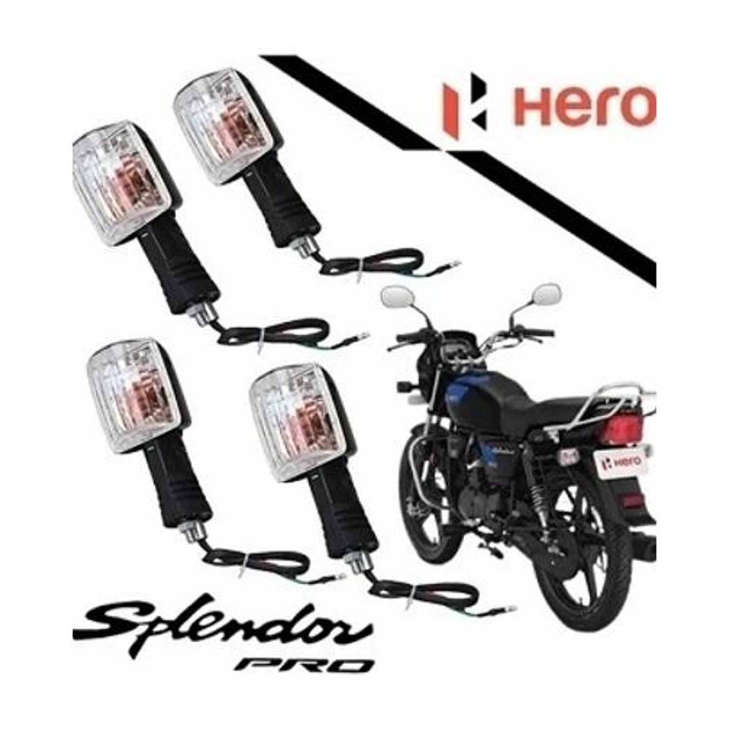 Splendor Front, Rear, Side Indicator Light for Hero Splendor (Orange) - Image 1