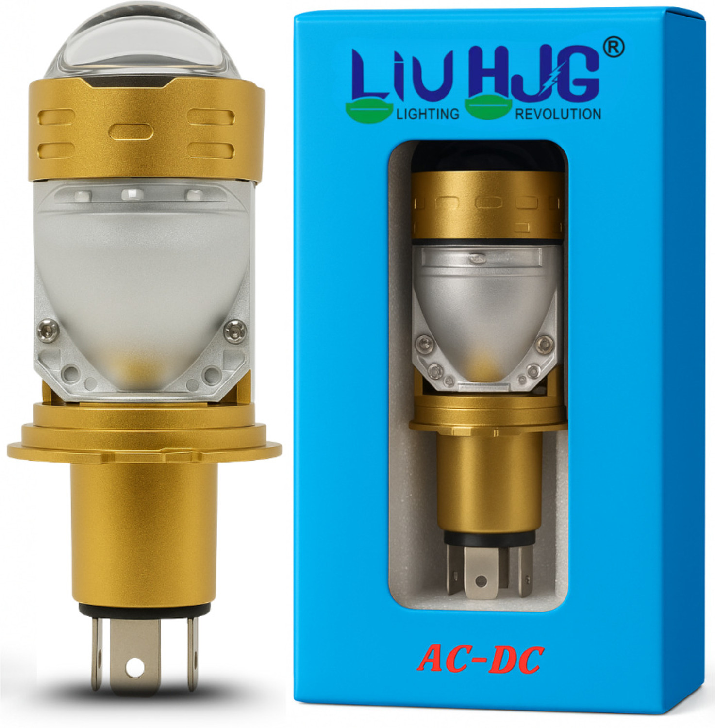 LIU HJG H4 Golden Projector Fog Lamp LED 12V 50W - Image 1