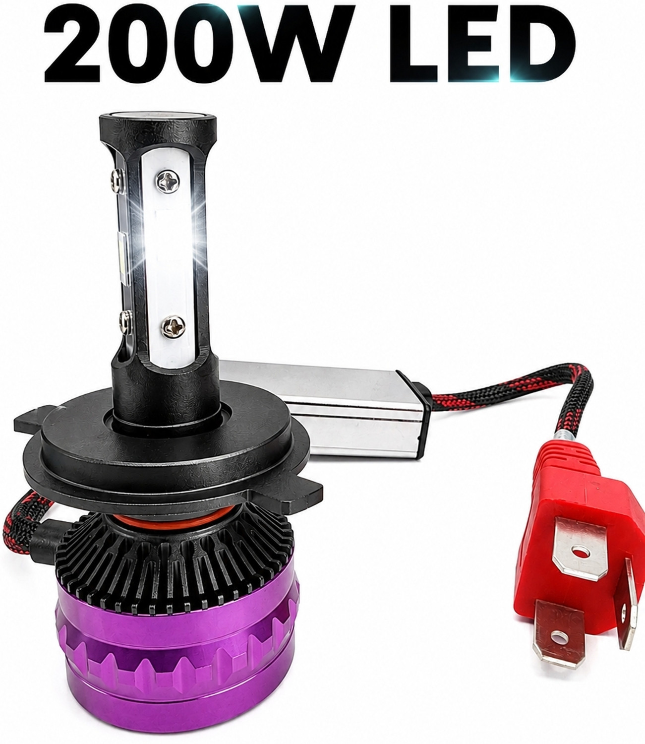 Anaisha Enterprises 200W H4 LED Headlight Bulb White (Pack of 1) - Image 1