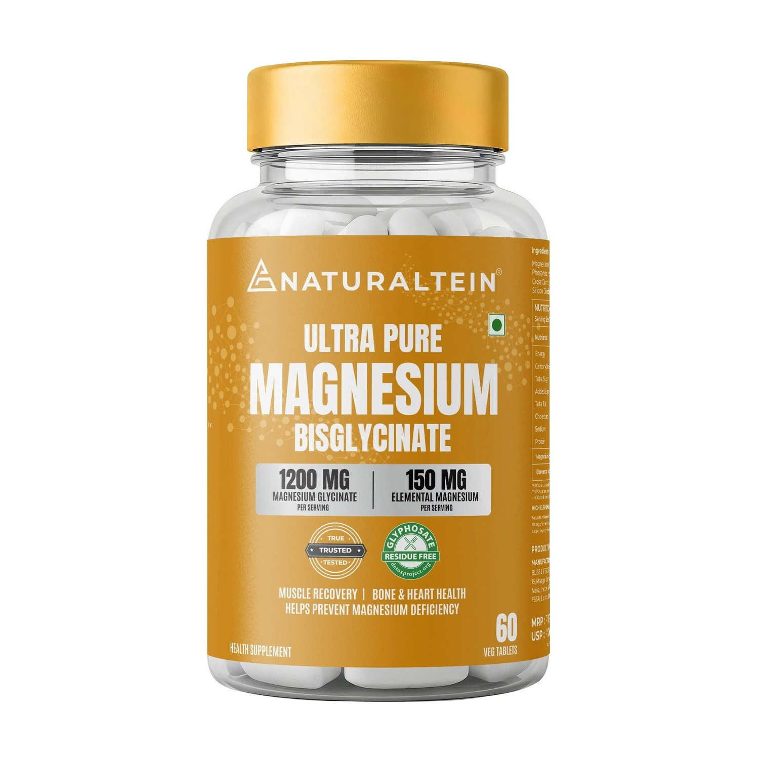 NATURALTEIN Magnesium Glycinate 1200mg 60 Tablets - Image 1