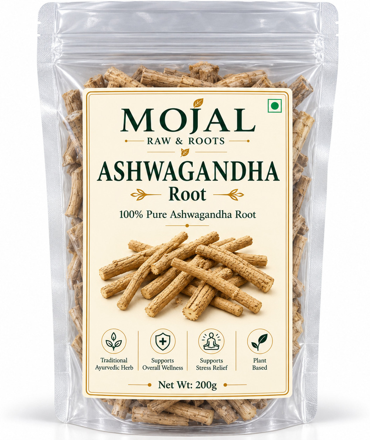 MOJAL Ashwagandha Root Whole 100% Pure Withania Somnifera (200 g) - Image 1