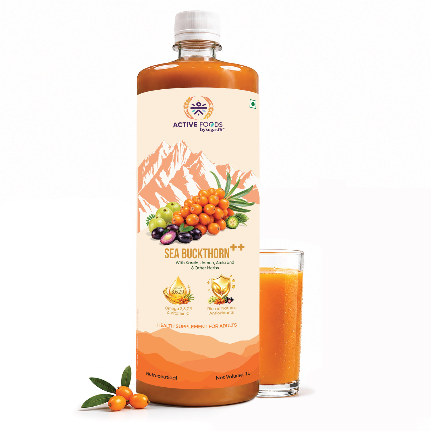 Sugar.fit Sea Buckthorn Juice + 13 Herbs, 1L - Image 1