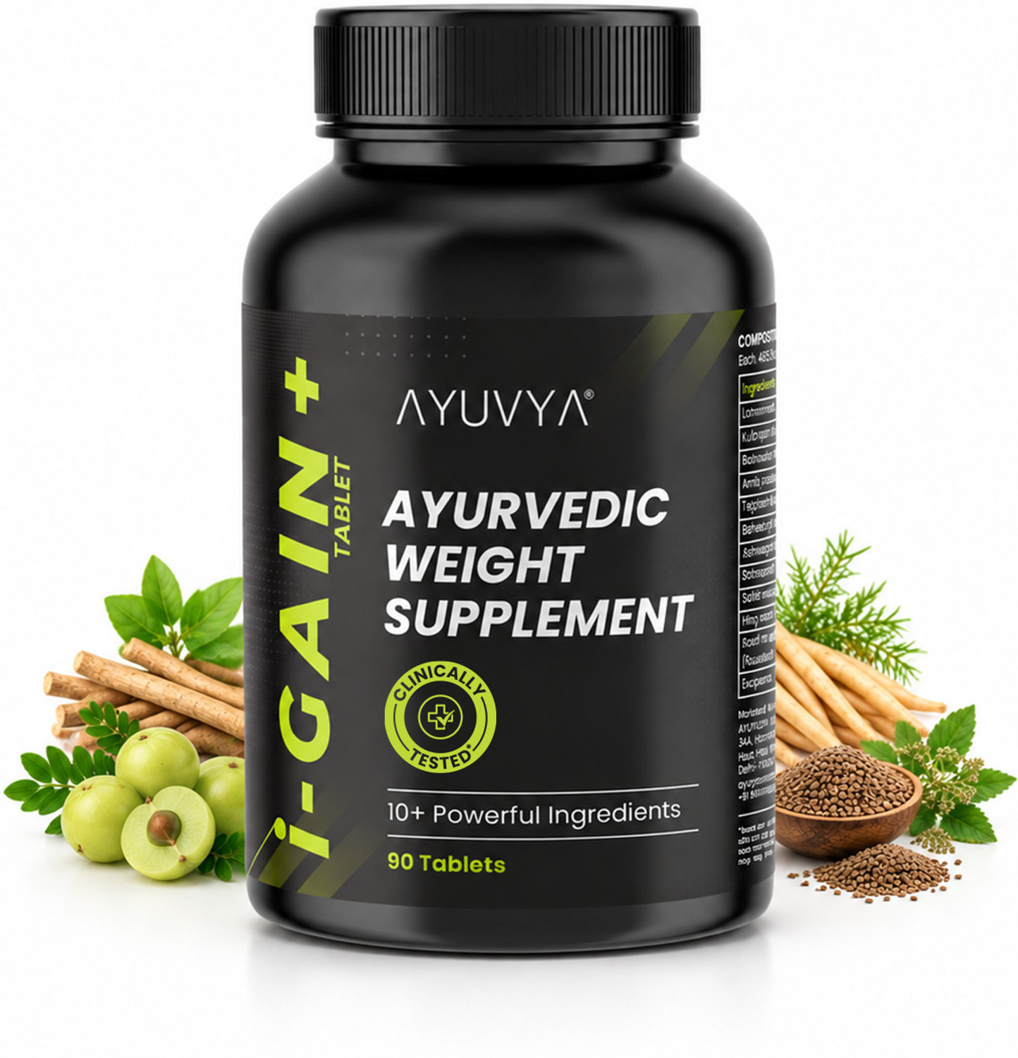 Ayuvya i-GAIN+ Ayurvedic Weight Gainer Tablets (90) 90 Tablets - Image 1