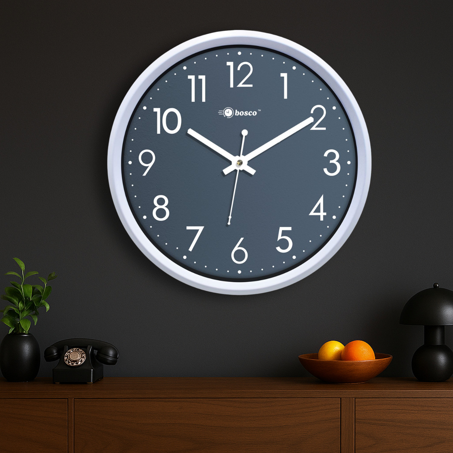 BOSCO Analog 30 cm Wall Clock, Light Blue - Image 1