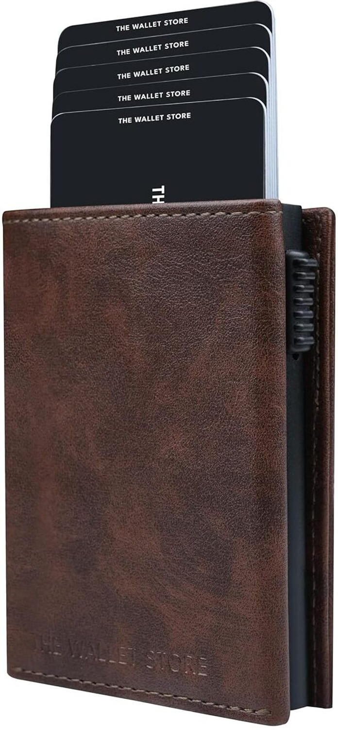 deadlook Brown Genuine Leather RFID Card Holder (6 Card Slots) - Image 1