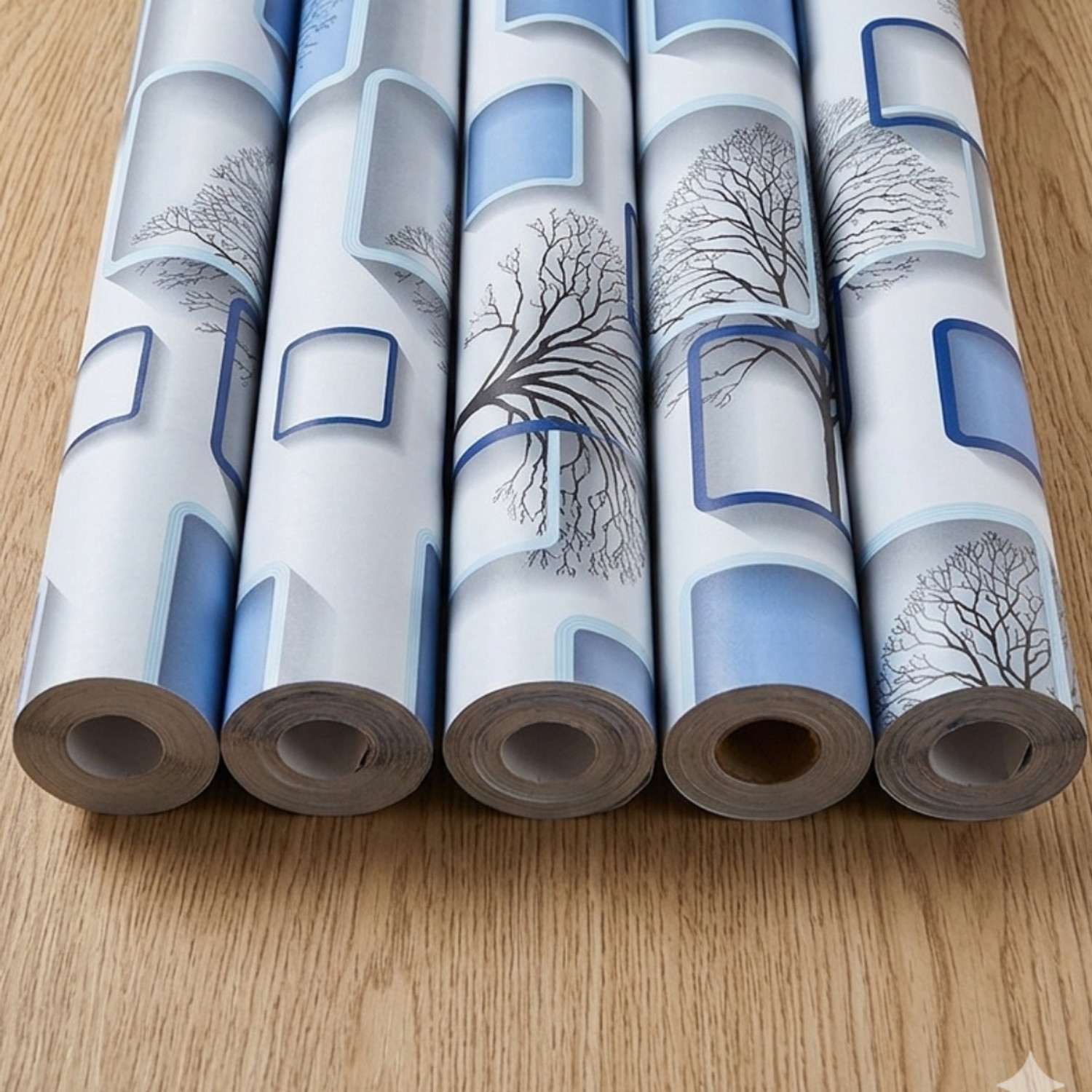 interawalldecor 300 cm x 40 cm Waterproof Floral & Botanical Vinyl Wallpaper (Multicolor, Pack of 5) - Image 1