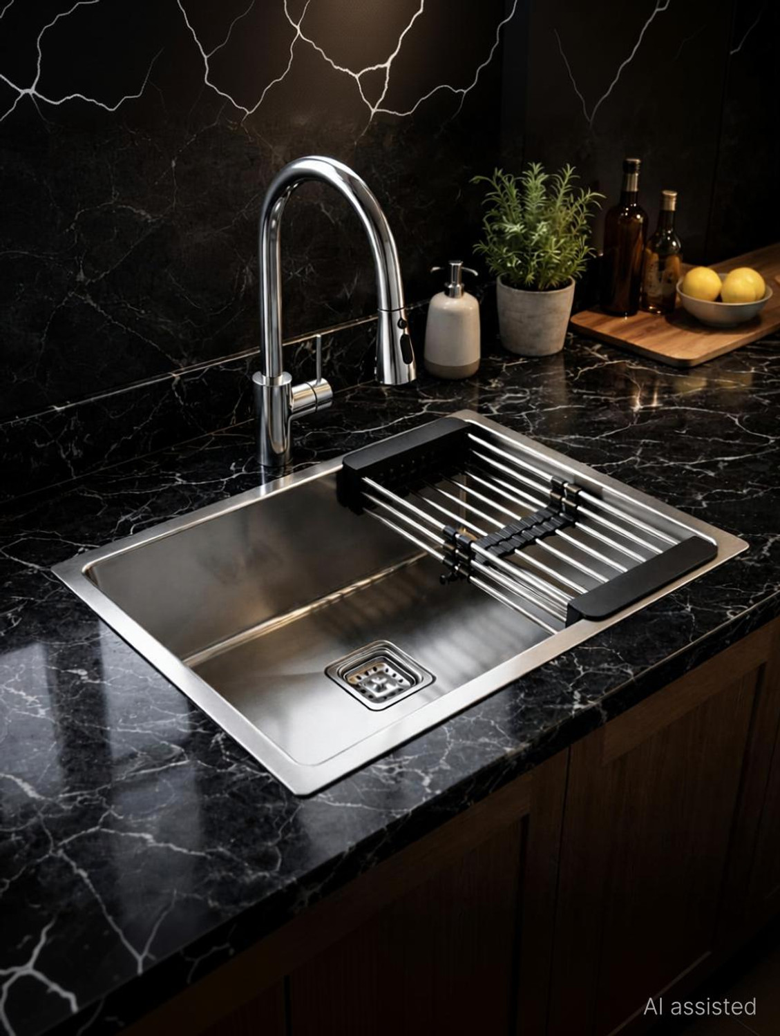 GLOXY 304 Grade Stainless Steel Single Bowl Kitchen Sink with Basket - Image 1
