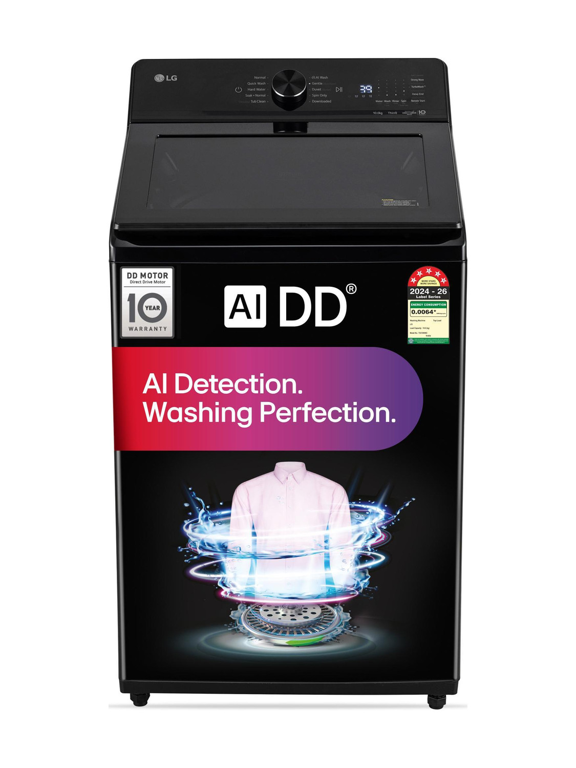 LG 10 kg Fully Automatic Top Load Black (TX310NWO) - Image 1