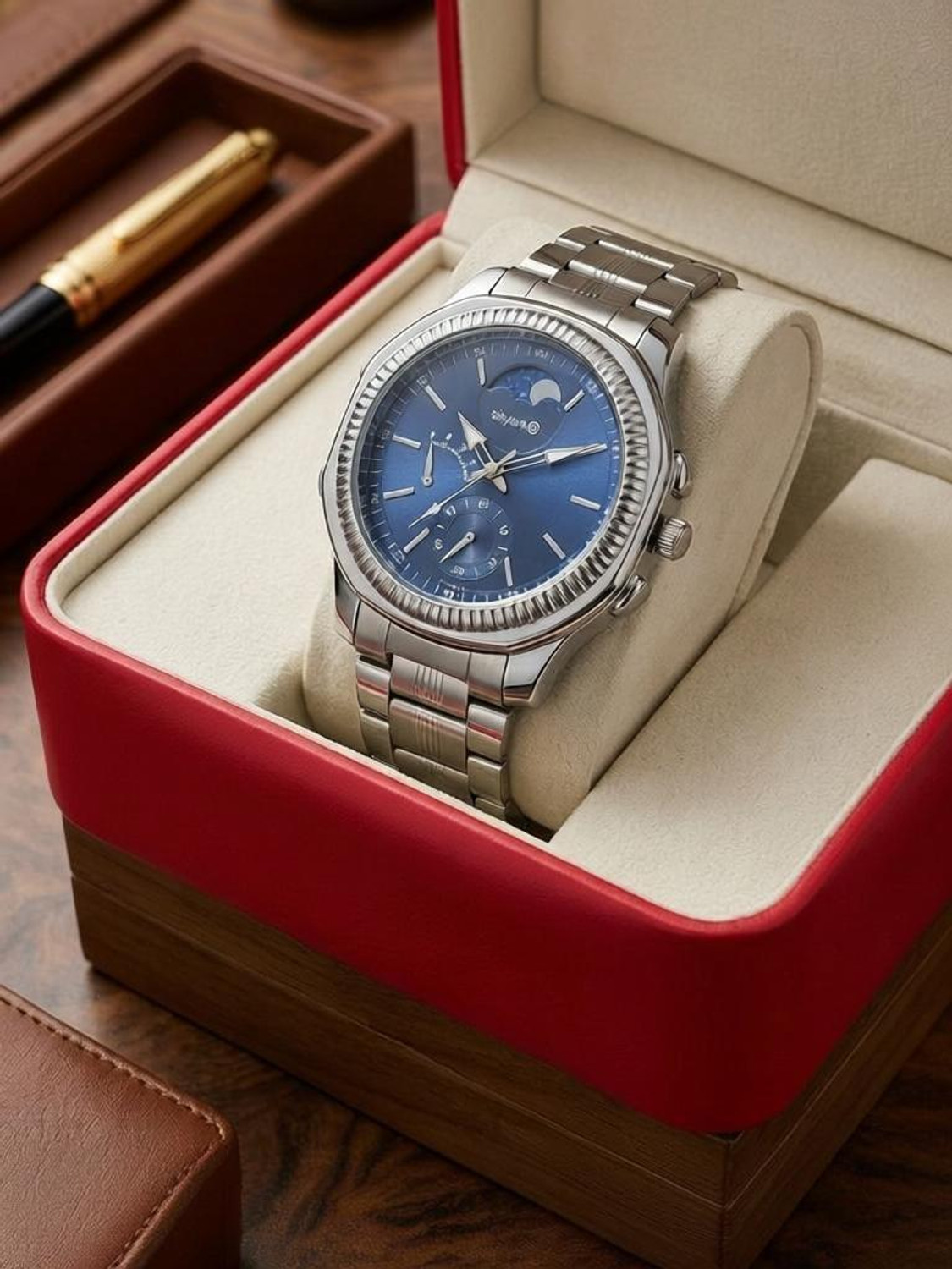 Skylark Analog Watch Men Blue Dial Steel Chain - Image 1