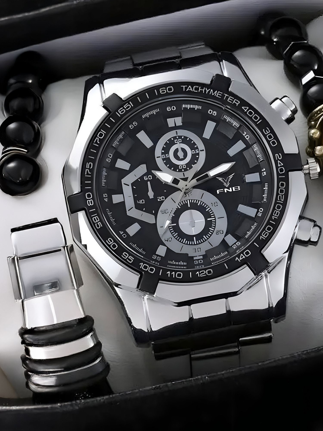 FNB Analog Watch - For Men A_MAR_nw_EDY-Silver-BLK1801 - Image 1