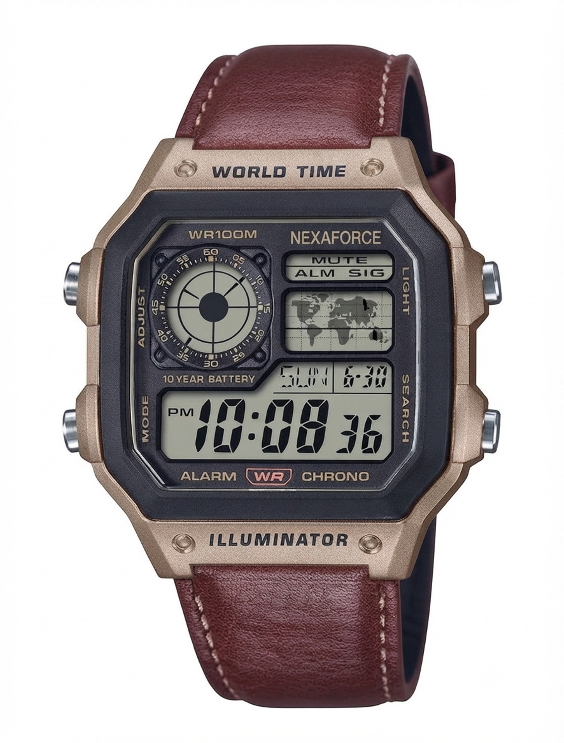 Nexaforce brown leather Analog-Digital Watch - For Men brown leather - Image 1
