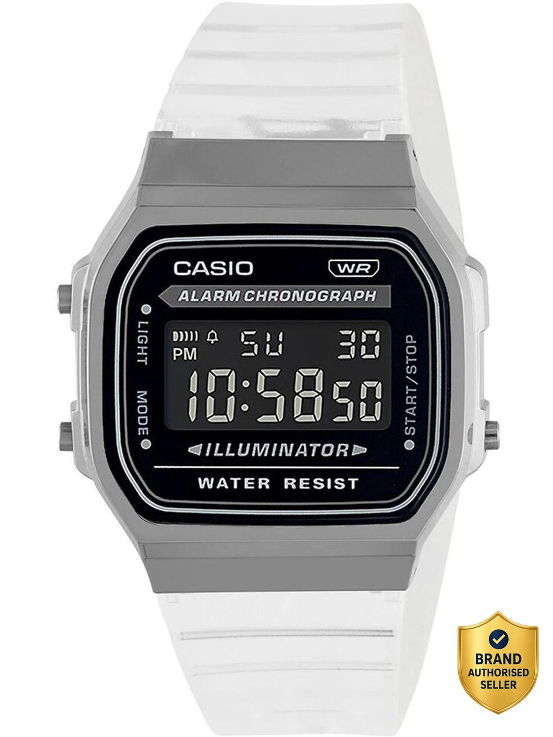 CASIO Vintage Black Dial Transparent Resin Strap Digital Watch D306 - Image 1