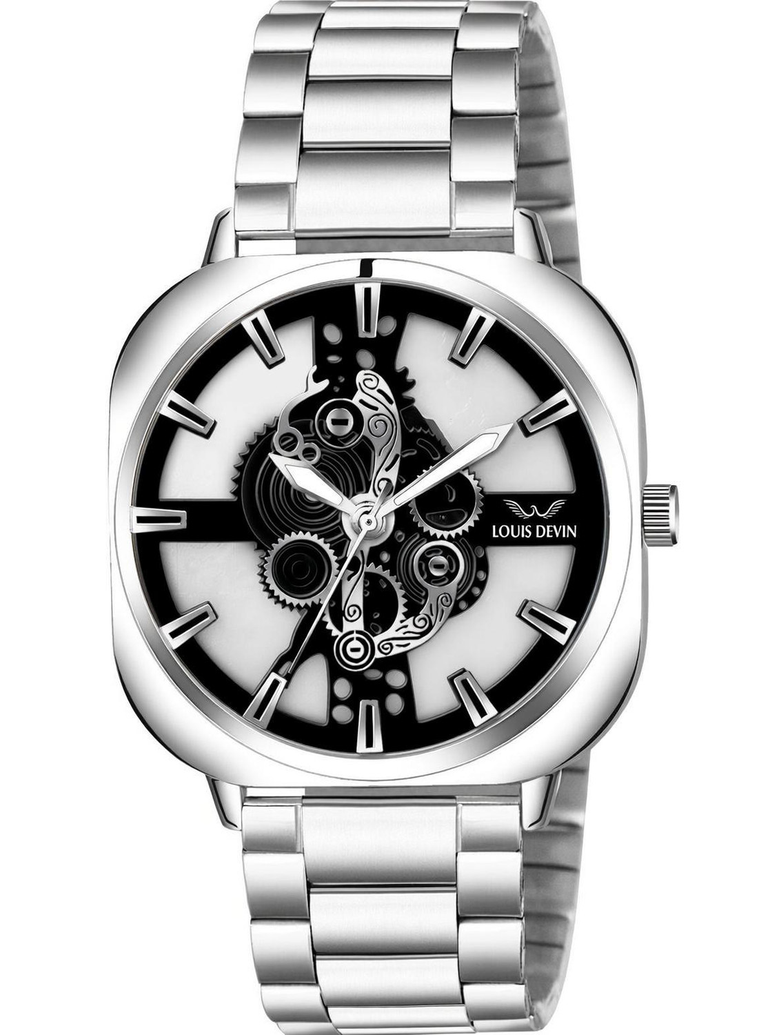 LOUIS DEVIN Stainless Steel Chain Analog Watch - For Men LD-G081-BLK-CH - Image 1