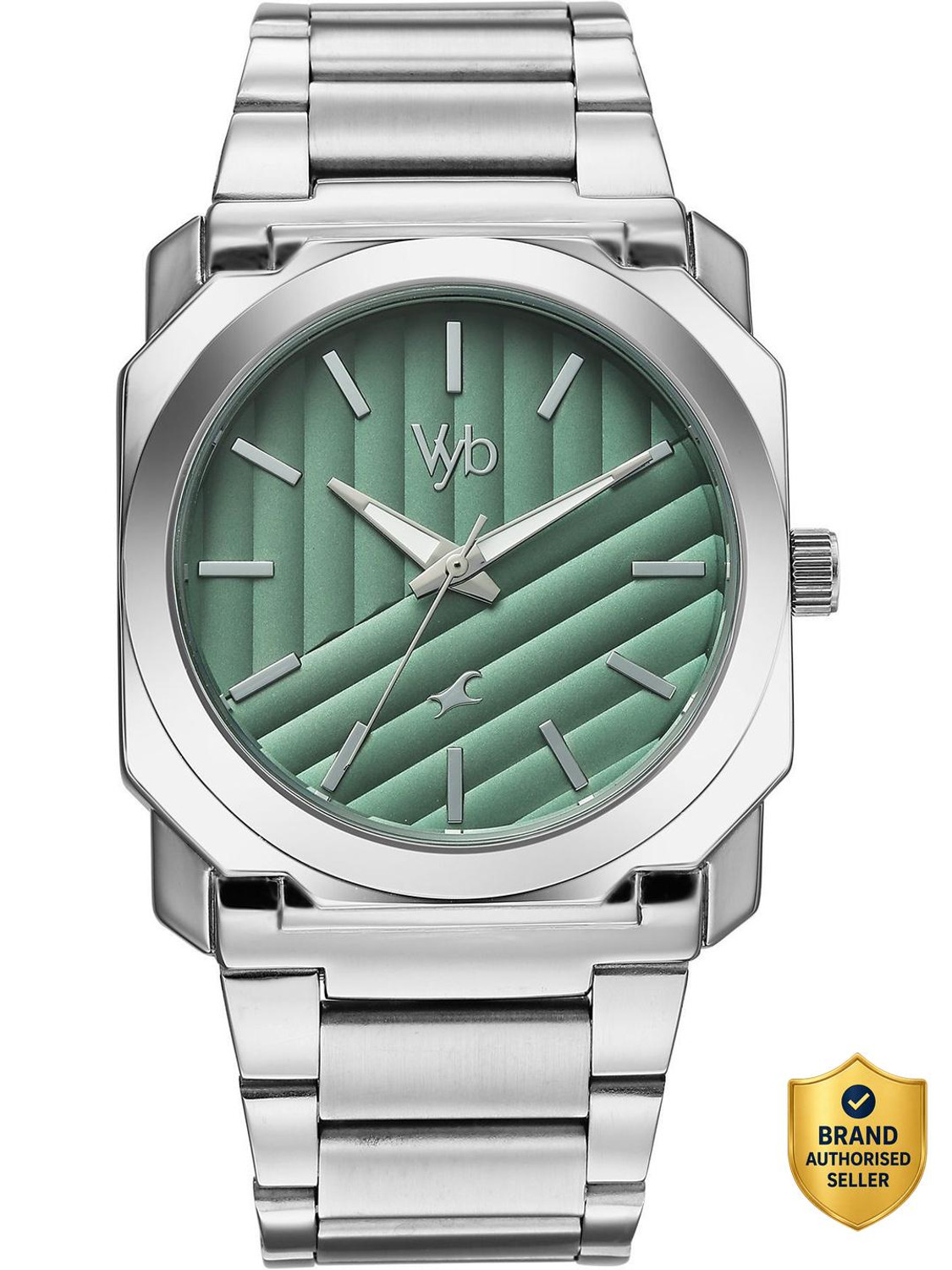 Fastrack Vyb Challenger Quartz Green Dial Silver Stainless Steel - Image 1