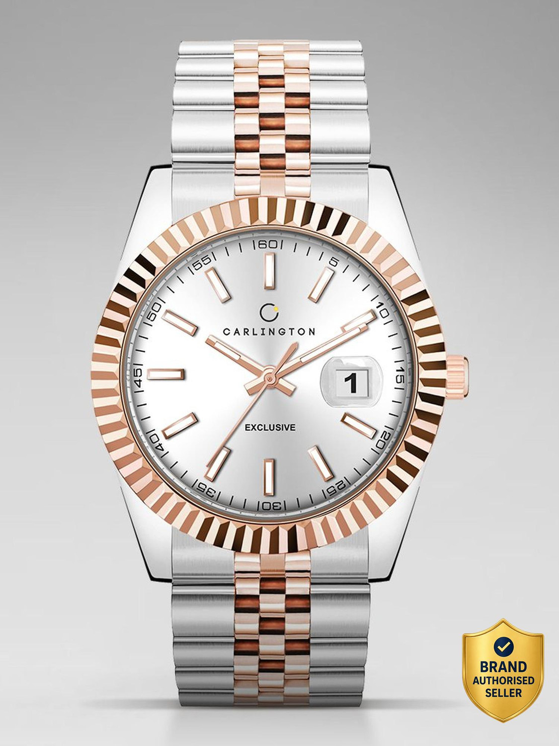 Carlington exclusive Series Premium Gents Wrist Analog Watch - For Men 8811 Two Tone Silver - Image 1