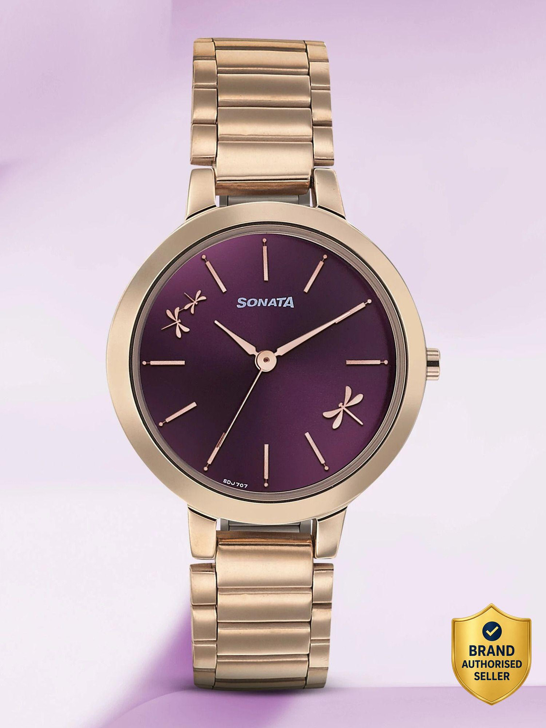 SONATA Play Women's Analog Watch - Purple Dial, Rose Gold Strap - Image 1
