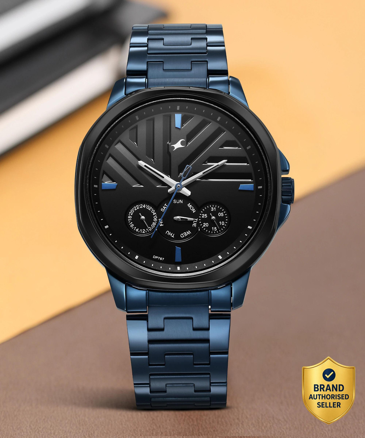 Fastrack Fleek Multifunction Black Dial Blue Stainless Steel Strap Analog Watch - For Men NT3303KM03,NU3303KM03