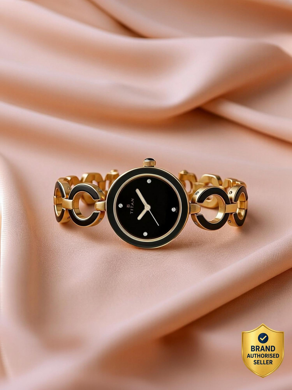 Titan Purple Black Dial Black & RoseGold MetalStrap Analog Watch - For Women NT9942WM01,9249SL01,9942WM01J,NU9942WM01,NU95036WM01 - Image 1