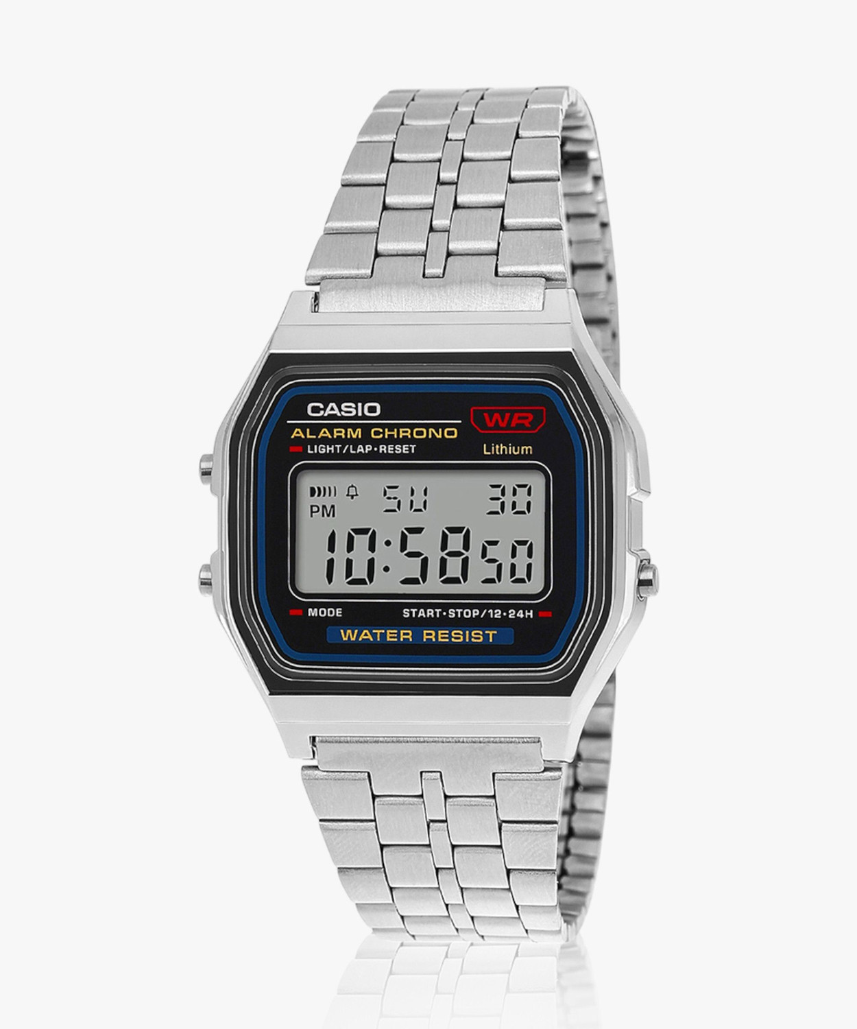 CASIO Vintage Black Dial Silver Stainless Steel Band Digital Watch - For Men & Women D338 ( A159WA-N1DF) - Image 1