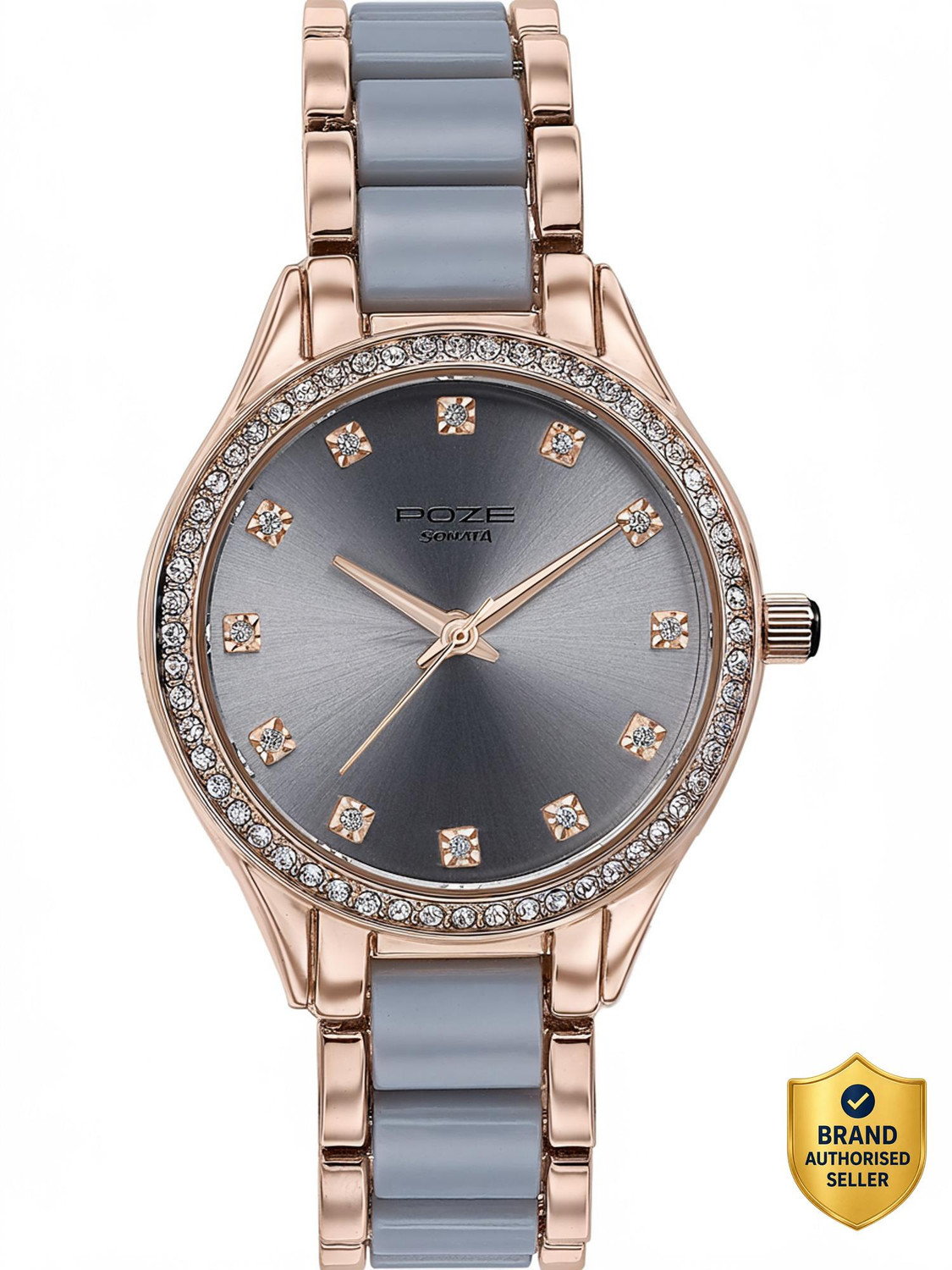 Sonata Poze Color Sway Quartz Grey Round Dial Women's Watch Analog Watch - For Women SP80054KM02W - Image 1
