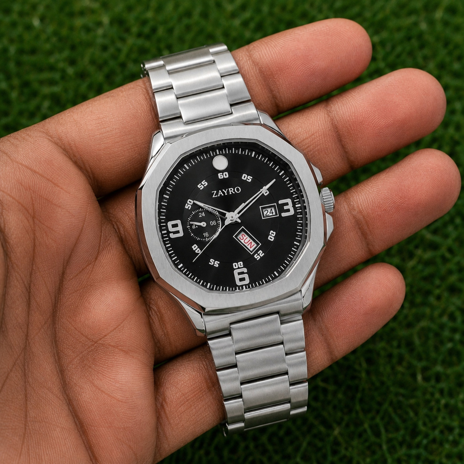 Zayro Men's Stainless Steel Chain Silver Dial Watch NV11 - Image 1
