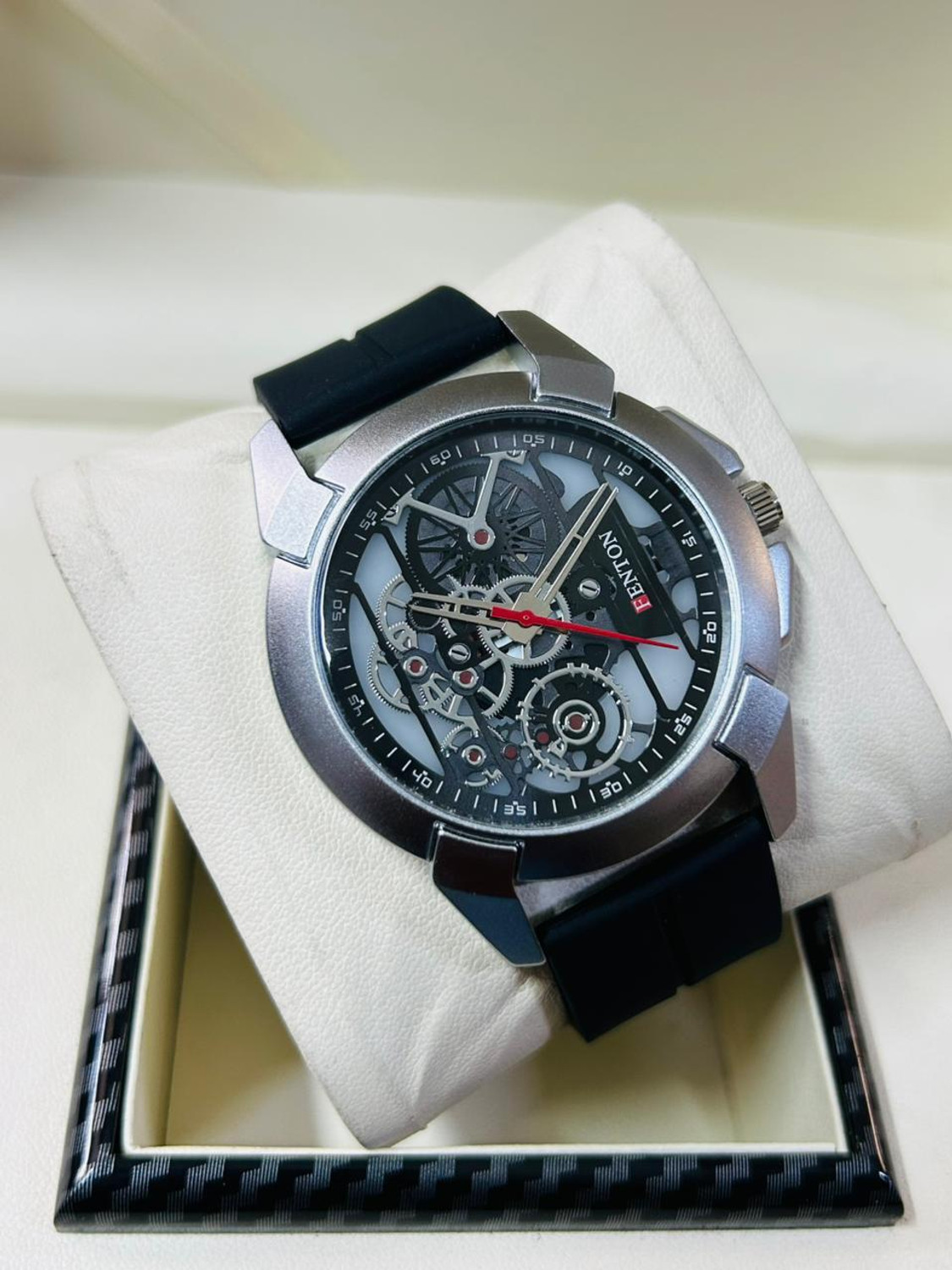 FENTON WATCHES Trendy Chronograph Watch with Stainless Steel Case, Black Dial Analog Watch - For Men Jack - Black - Image 1