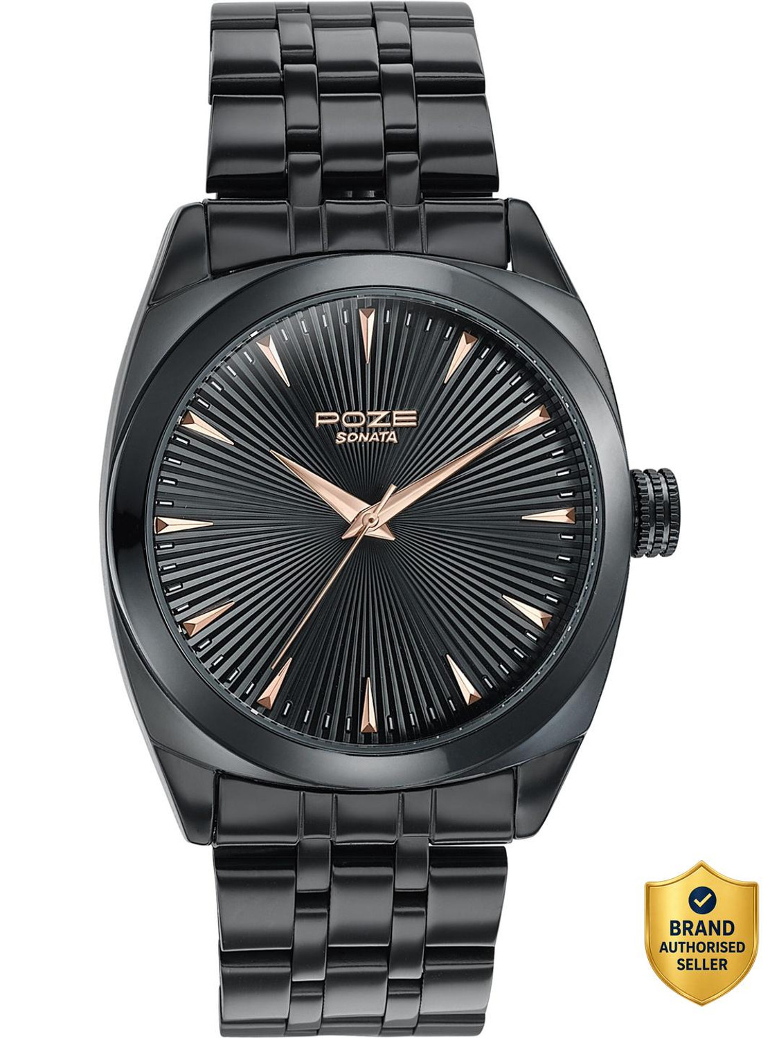 Sonata Poze 6 Graphite Groove Quartz Black Dial Men's Watch - Image 1
