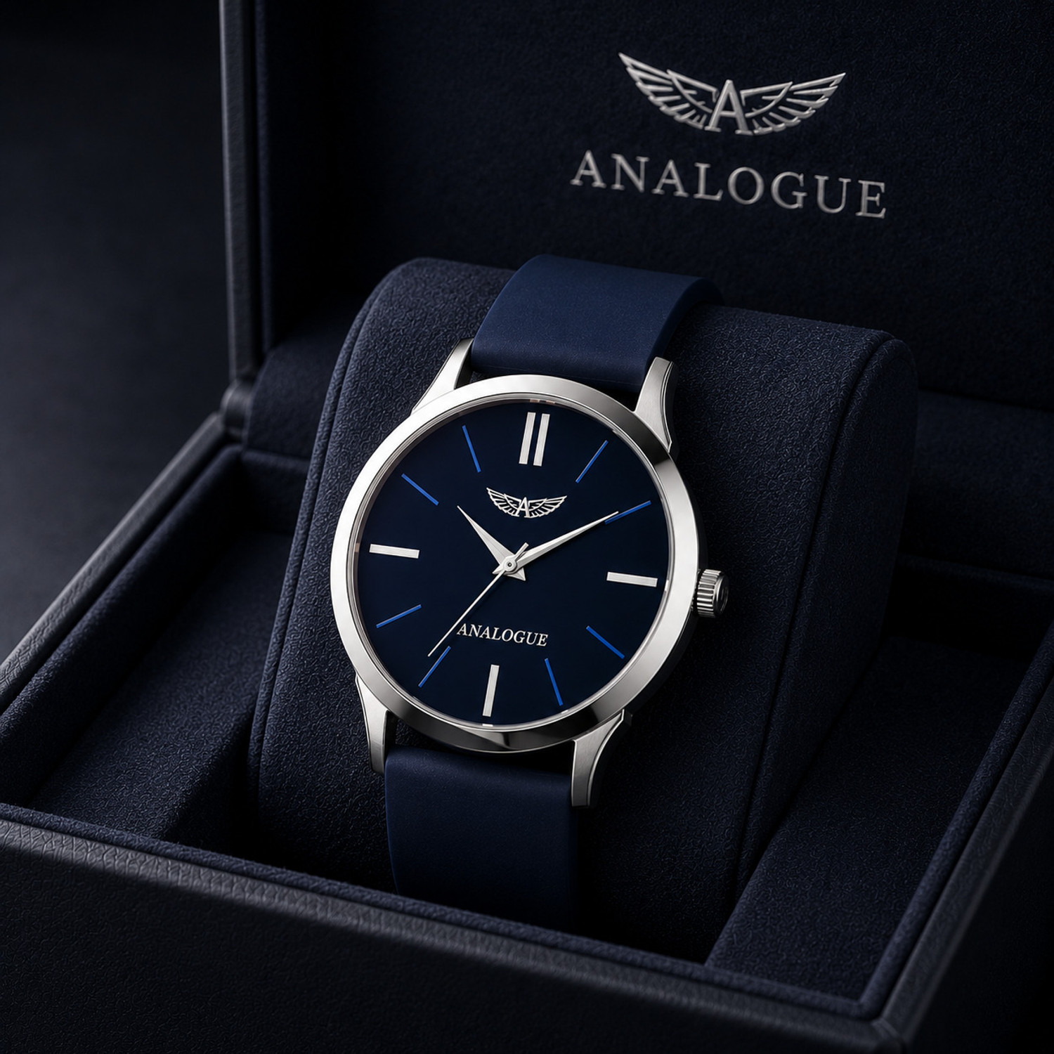 ANALOGUE Minimalist Slim Series | Smart Watch Strap | Smart Clip | Soft Silicon | Boys Analog Watch - For Men ANLG-491-BLUE-BLUE-SC - Image 1