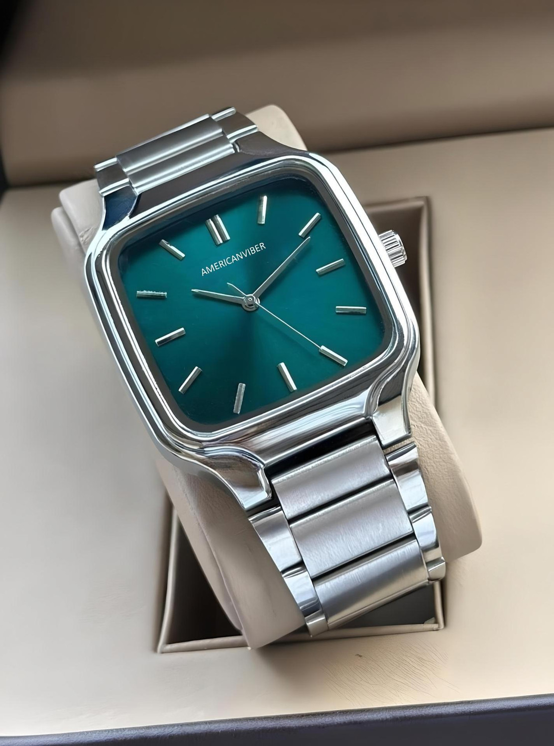 Americanviber Square Dail Smooth Adjustable Strap Analog Watch - For Men AVM0028 - Image 1