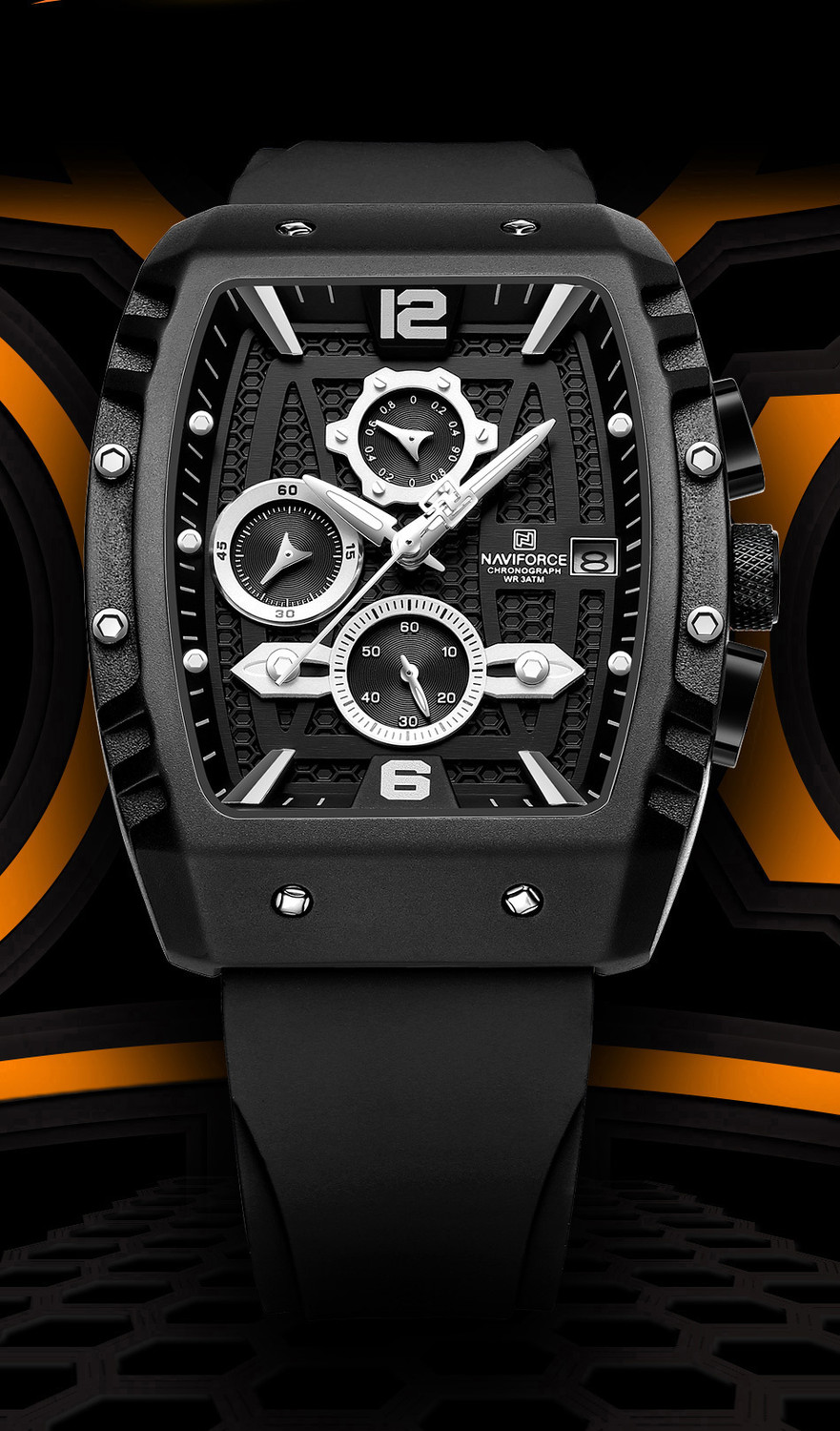 NAVIFORCE 8025 Silver Chronograph Analog Watch - Image 1