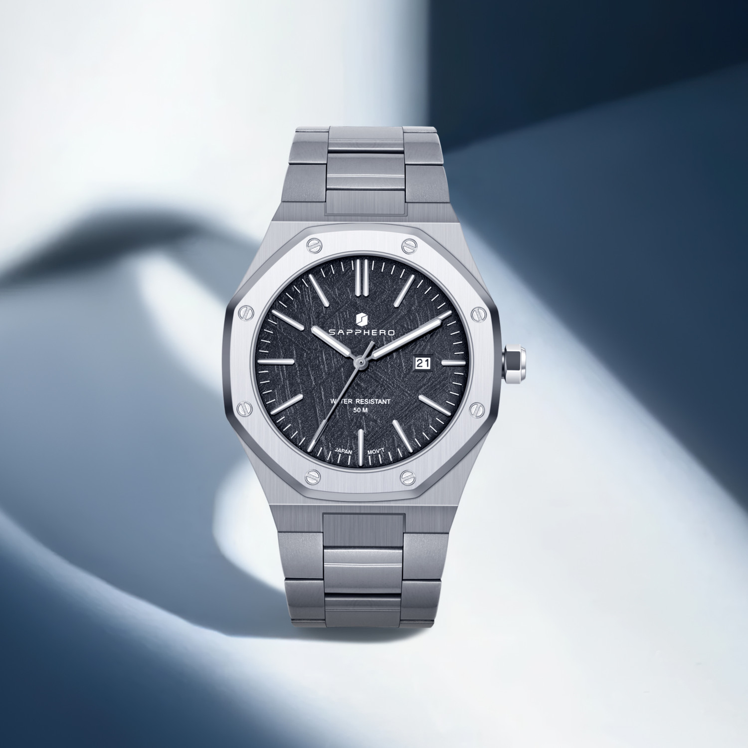 SAPPHERO Black Stainless Steel Round Dial Quartz Analog Watch - Image 1