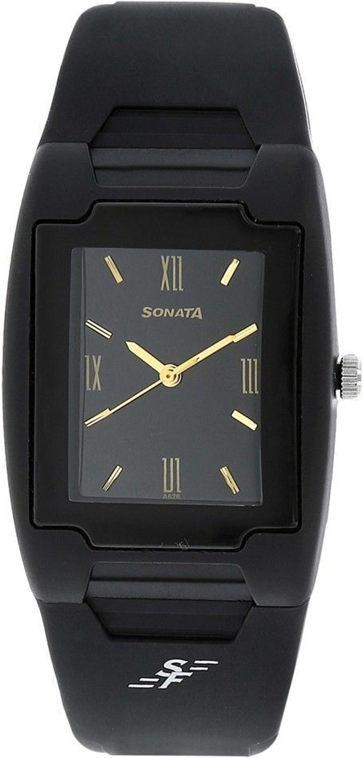 Sonata Quartz Black Dial Plastic Strap Analog Watch for Men - Image 1