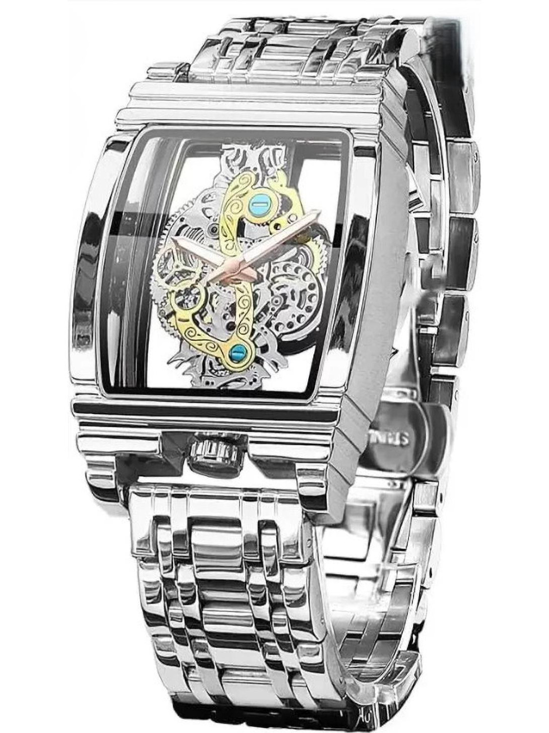 RS TRADER CO Skeleton Dial Stainless Steel Watch SRA1577 - Image 1