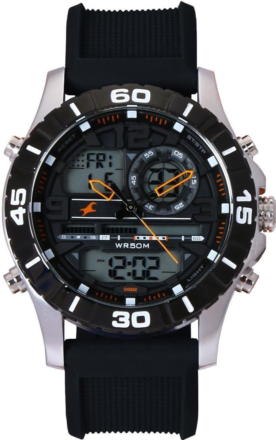 Fastrack Digital Black Dial Black Silicone Strap Analog-Digital Watch - For Men NT38035SP03,NU38035SP03 - Image 1