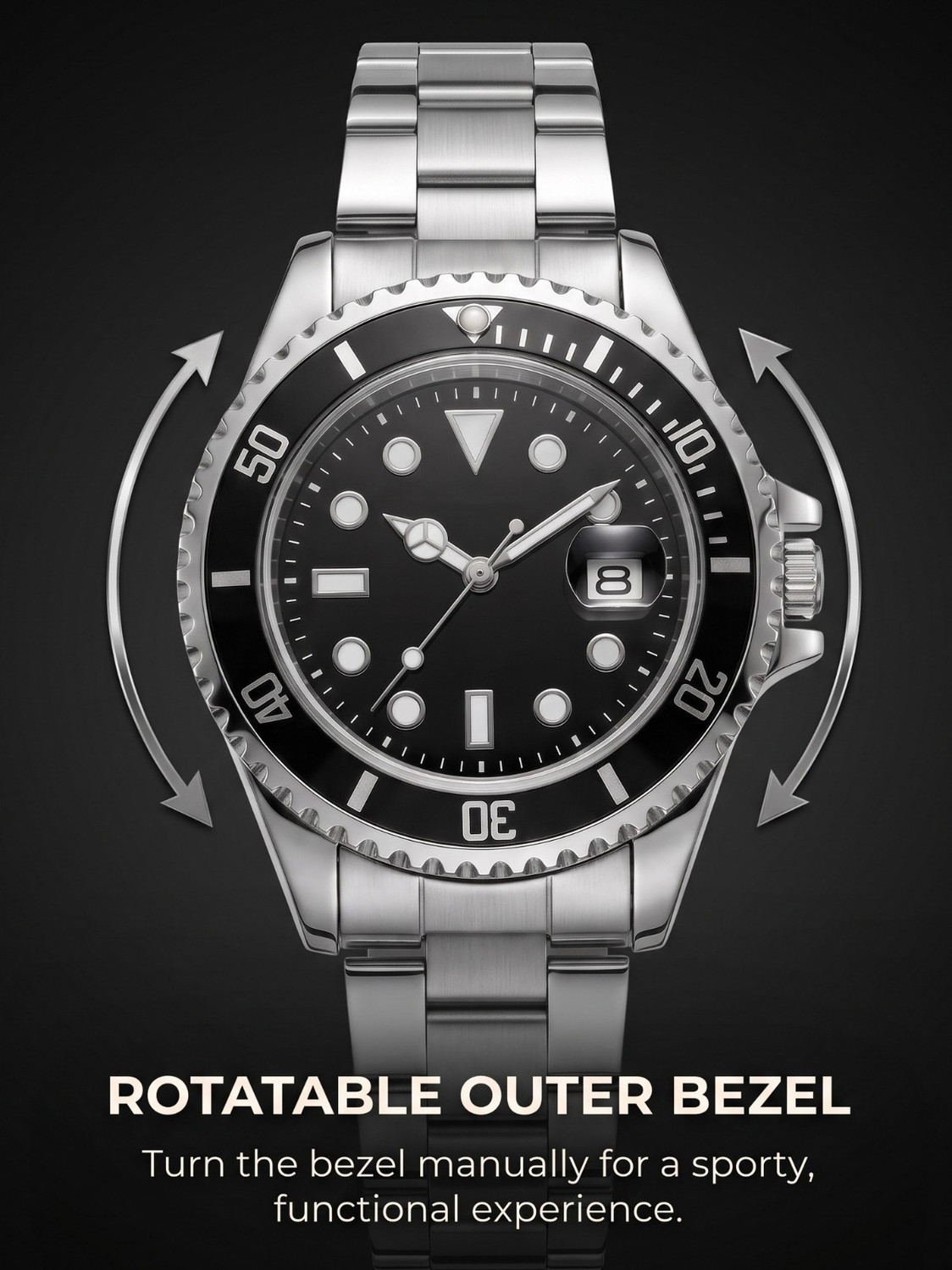 dhanshree Men's Silver Green Analog Watch with Rotatable Bezel Analog Watch - For Men DWavm059 - Image 1