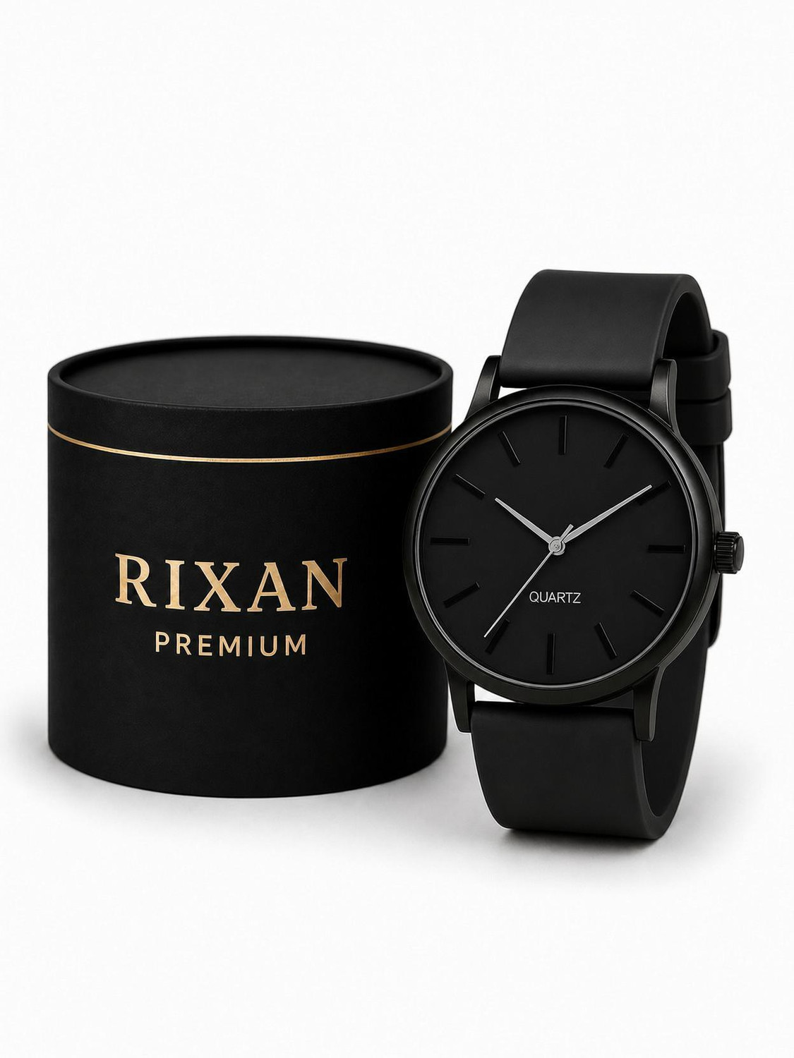 Rixan Men Black Dial Analog Watch Silicone Strap - Image 1