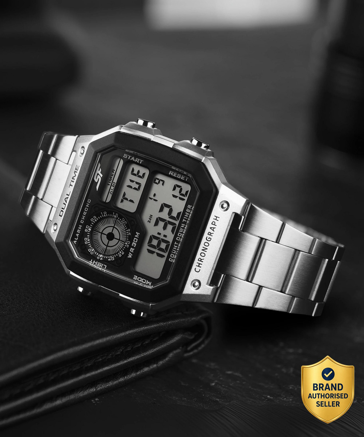 SONATA Metal Digital Black Dial Silver Stainless Steel Strap Unisex Digital Watch - For Men & Women NT77134PM01W
