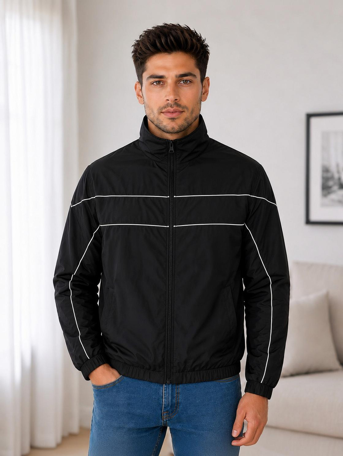 SNF Men Solid Wind Cheater - Image 1