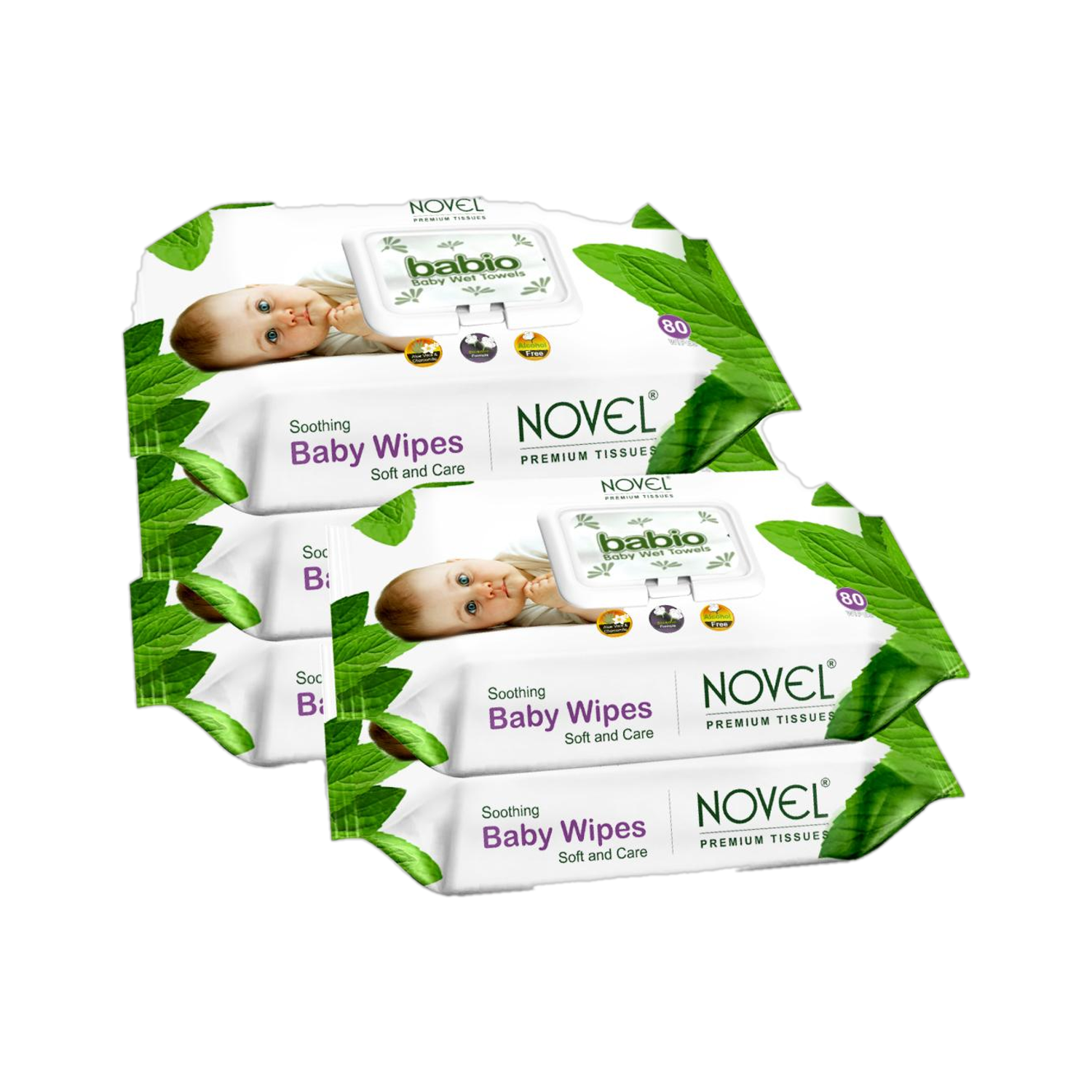 NOVEL Baby Wipes 80 Sheets pack of 5/with Lid (400 Wipes) - Image 1