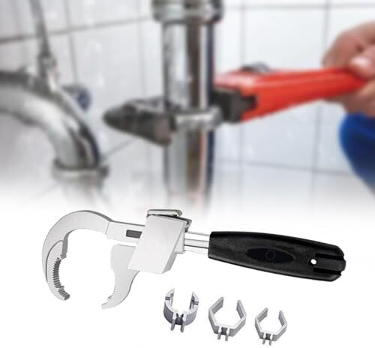 Greva à¤à¥à¤°à¥à¤µà¤¾ Universal Adjustable Double Ended Wrench, Multifunctional Bathroom Wrench, Valves/Faucets/Connecting Pipes/Shower Heads Hand Tool à¤¡à¤¬à¤² à¤¸à¤¾à¤à¤¡à¥à¤¡ à¤µà¤¿à¤¶à¥à¤·à¤¤à¤¾ (1 à¤à¤¾ à¤ªà¥à¤) - Image 1