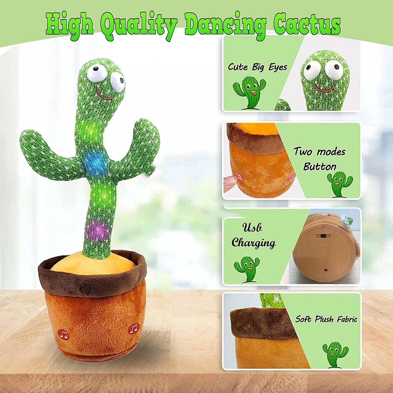 Shopsy Tapuji Dancing Cactus Electronic Plush Toy - Image 8