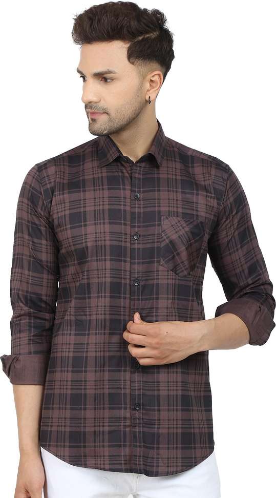 Liza Martin Men Checkered Formal Brown Shirt Price in India - Buy Liza Martin Men Checkered Formal Brown Shirt online at Shopsy.in - Image 5