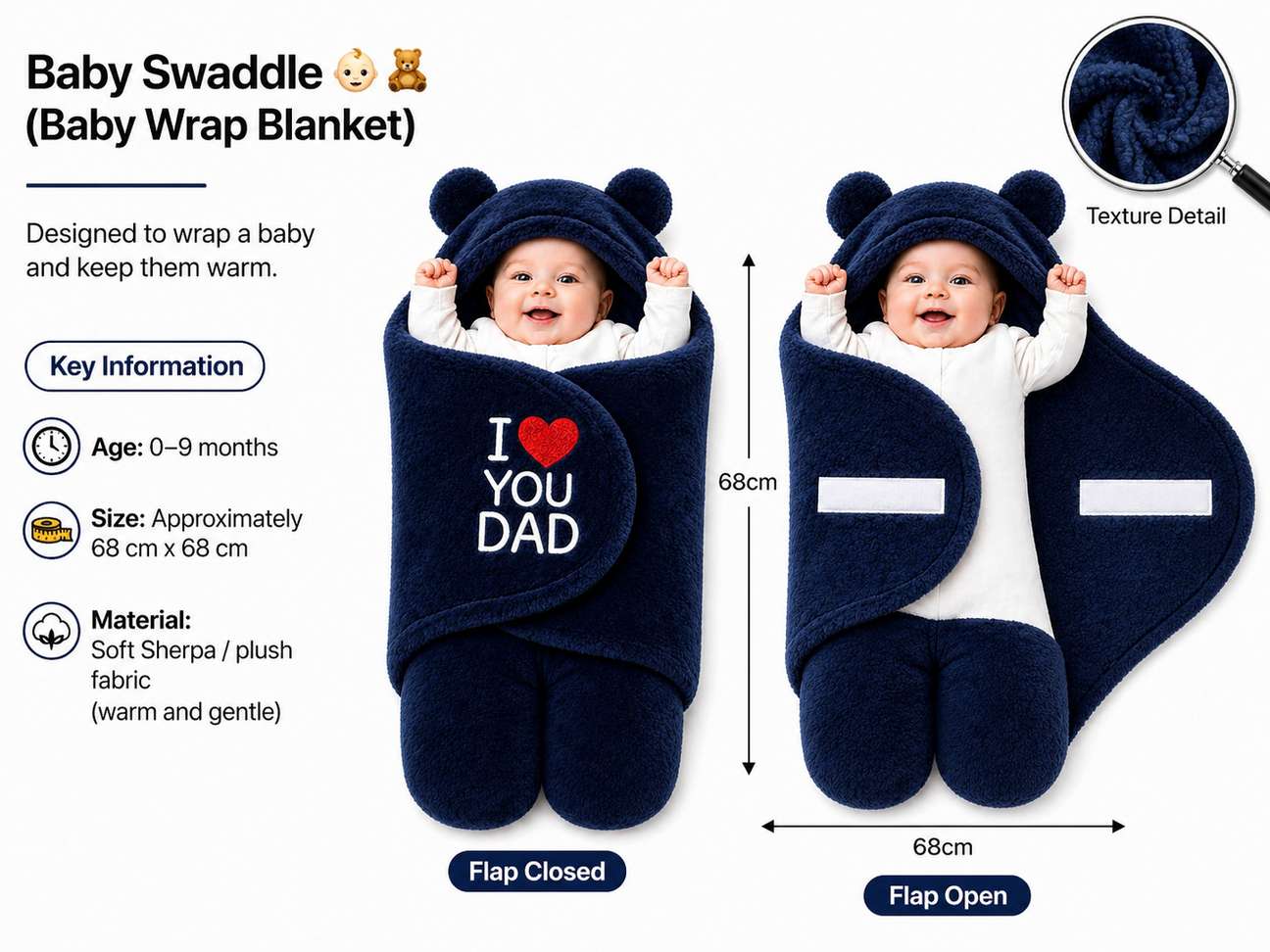 Shopsy BRANDONN Embroidered Crib Wearable Blanket - Image 5