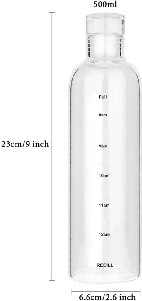 Shopsy Tap2kaart 500ml Borosilicate Glass Bottle with Hourly Time - Image 5