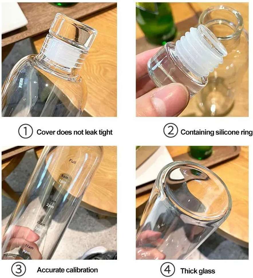Shopsy Tap2kaart 500ml Borosilicate Glass Bottle with Hourly Time - Image 6