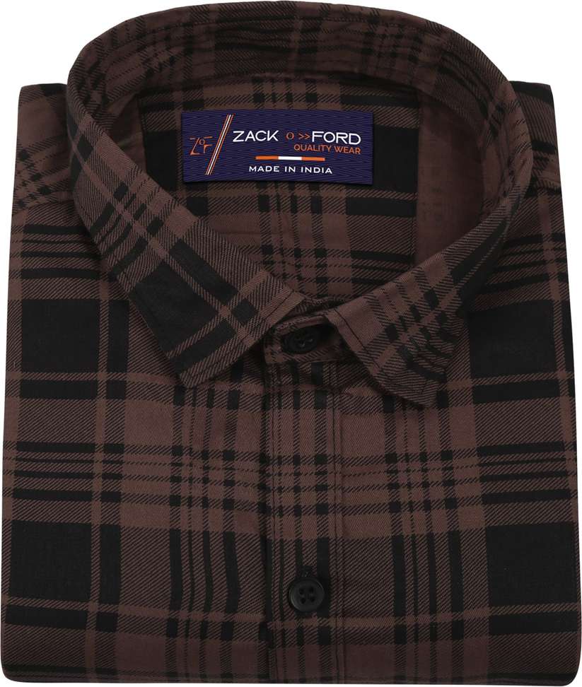 Liza Martin Men Checkered Formal Brown Shirt Price in India - Buy Liza Martin Men Checkered Formal Brown Shirt online at Shopsy.in - Image 3