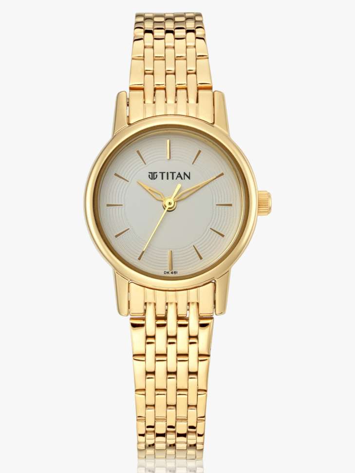 Titan Titan Quartz White Dial Gold Metal Strap Analog Watch - For Women - Buy Titan Titan Quartz White Dial Gold Metal Strap Analog Watch - For Women NT2593YM02,NU2593YM02 Online at Best Prices in India | Shopsy.in - Image 4