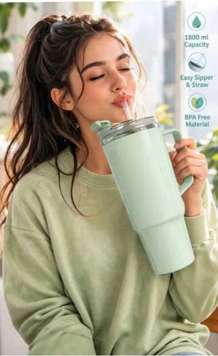 Dwarkesh Tumbler with Handle, Straw, Leakproof Lid & Vacuum Insulated Design Plastic Tumbler Price in India - Buy Dwarkesh Tumbler with Handle, Straw, Leakproof Lid & Vacuum Insulated Design Plastic Tumbler online at Shopsy.in - Image 8