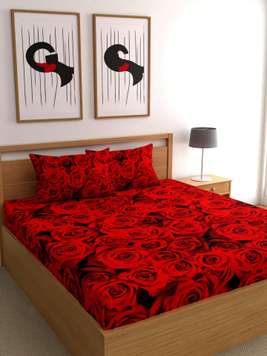BUBBY-L-AREANA 160 TC Polycotton Double 3D Printed Bedsheet Price